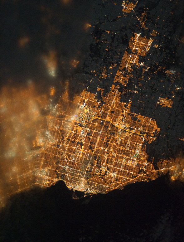 Toronto by night from space